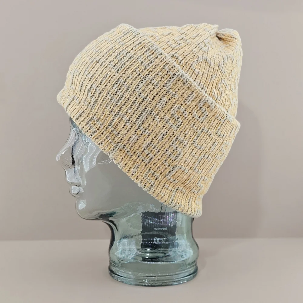 GCDS Hat Beanie Off White Wool Blend Monogram Knit Outdoor Fall Winter